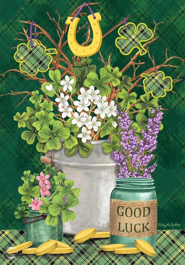 Briarwood Lane Lucky Potted Shamrocks St. Pat's Garden Flag