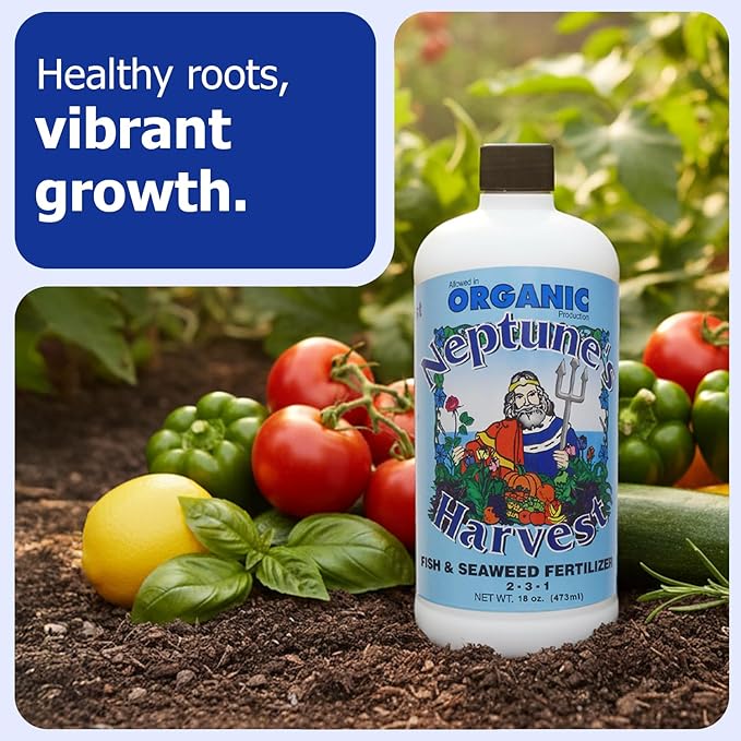 Neptune's Harvest Fish & Seaweed Liquid Fertilizer (2-3-1) - 18oz Pint - Plant Food for Garden - Indoor & Outdoor Organic Plant Fertilizer for Vegetables, Flowers, Fruit, Trees & Lawns