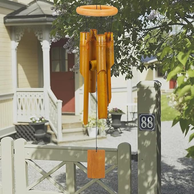 Wind Chimes for Outside, Sympathy Wind Chimes Bamboo Windchimes Outdoors with Natural Sounds, Gifts for Mom, Indoor Outdoor Decorations for Patio Porch Garden and Backyard
