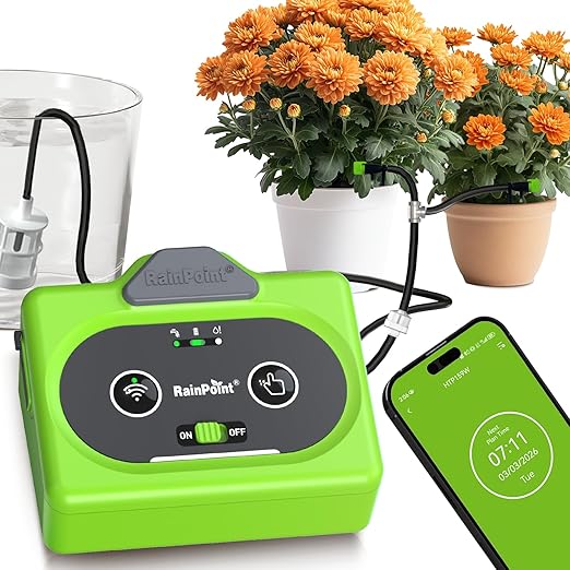 RAINPOINT Direct WiFi Automatic Plant Waterer System,APP Control WiFi-Enable Smart Indoor Drip Irrigation Kit,Rechargeable Battery Backup Local Storage Push&Email Notification Water 10-15 Plants