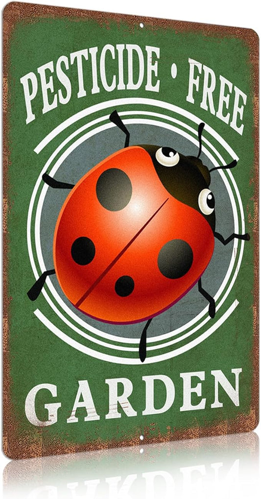 Vintage Garden Signs pesticide free Retro Yard Metel Tin Signs outdoor Aluminium Wall Decor