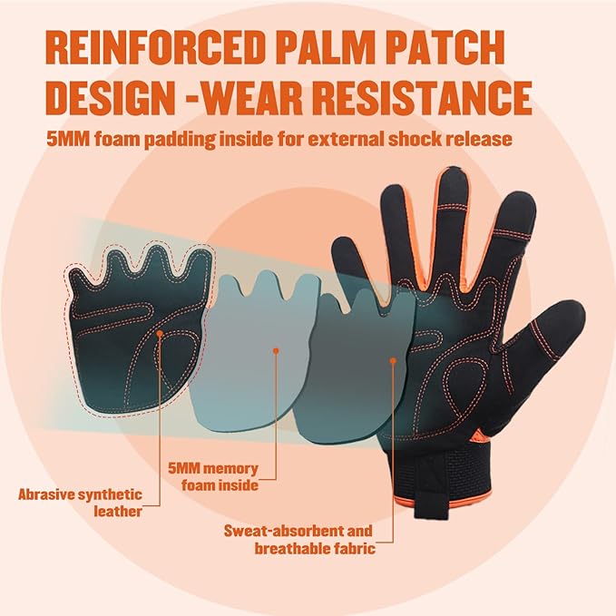 HANDLANDY Work Gloves for Men & Women, Utility Mechanic Working Gloves Touch Screen, Flexible Gardening Gloves for Yard