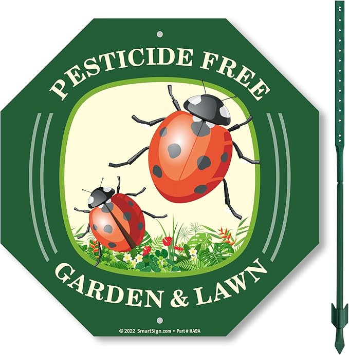 SmartSign 10 x 10 inch Pesticide Free Garden And Lawn Sign & Stake Kit, 40 mil Laminated Rustproof Aluminum, 3 foot Stake, Set of 1, For Yard, Made in USA