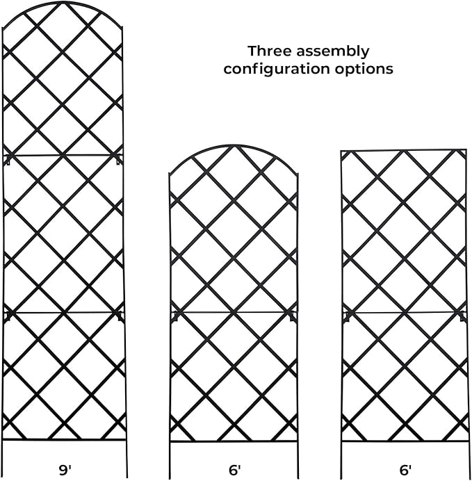 Giant Trellis, 108” high (9’ Tall) by 28” Wide Trellis with Arched top - by Meranti Home + Garden