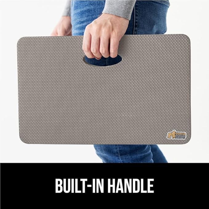 GORILLA GRIP Extra Thick Patent Pending Supportive Foam Kneeling Pad, Large Cushion Knee Pads for Gardening, Baby Bath Time, Dirt and Water Resistant, Workout and Garden Supplies, 17.5x11, Gray