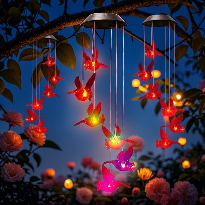 Cardinal Solar Wind Chimes for Outside,Cardinal Gifts for Women Mom Mother,Solar Red Bird Memorial Wind Chimes,Solar Powered Wind Chime Waterproof,Red Bird Decor for Garden Patio Outdoor Porch