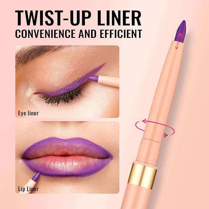 Oulac Waterproof Eyeliner Pencil Set - Smooth and Creamy, Retractable Eye Makeup for Precision Application, Vegan & Cruelty-Free, 08 Well-dressed+09 Sweet Taro+LL09 Lilac Love Pink