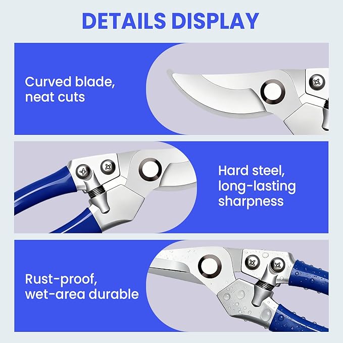 2-Pack Zinc Alloy Pruning Shears Set for Gardening | R3120 Curved & R3121 Straight Garden Shears 8x20cm | Professional Gardening Tools with Bypass Blades for Plants, Flowers & Branches