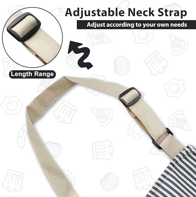 2 Pack Kitchen Aprons, Apron for Cooking with 2 Pockets, Unisex Adjustable Neck Strap Chef Aprons for Men Women