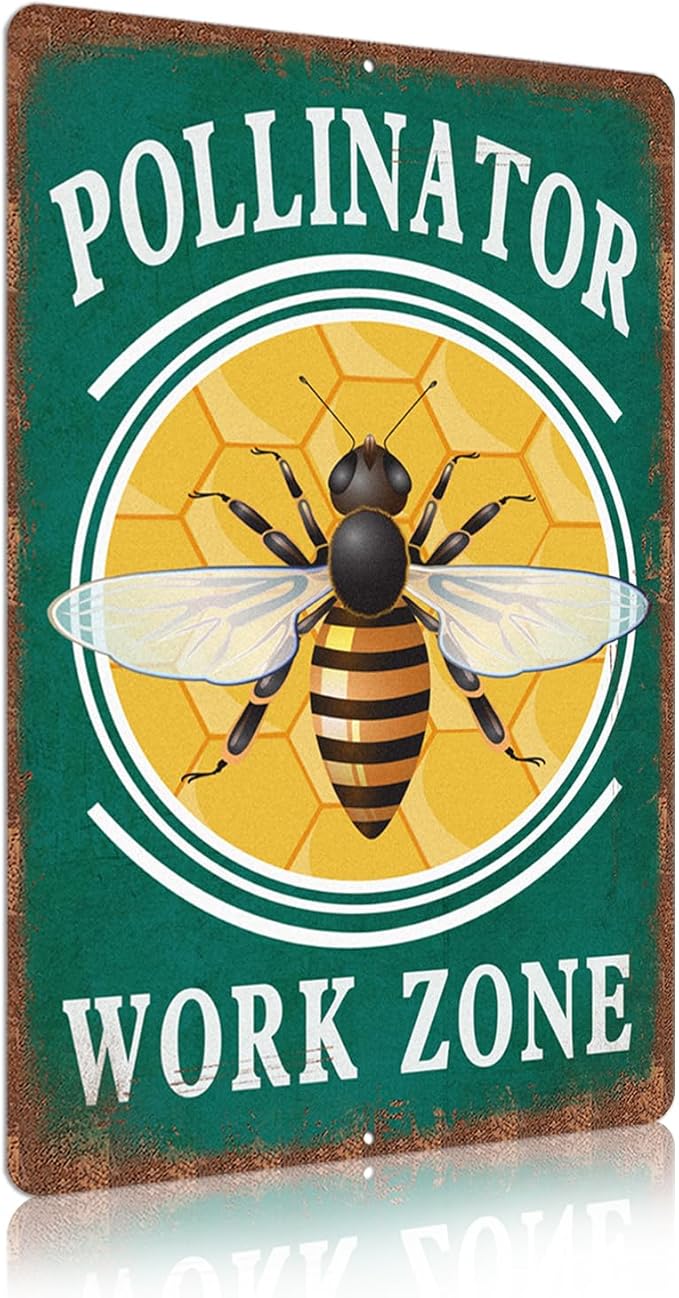 Vintage Garden Signs pollinator work zone Retro Yard Metel Tin Signs outdoor Aluminium Wall Decor