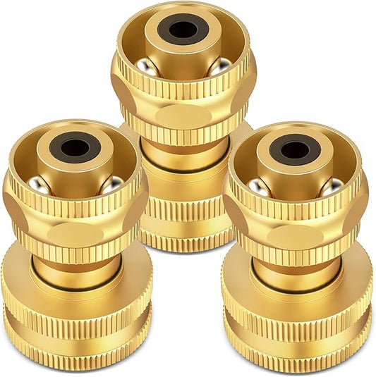 Twinkle Star Brass Hose Nozzle 3 Pack, Heavy Duty Brass Nozzle Power, Adjustable Twist Pressure Sprayer for Garden