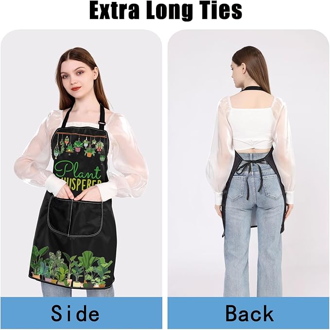 JXGZSO Gardening Apron for Gardener Plant Whisperer Funny Gardening Aprons with Pockets Waterproof Plant Lover Gift