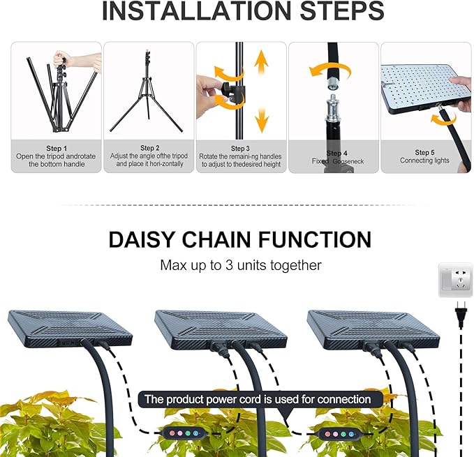 2026 Grow Light with Stand for Indoor Tall Plants, Bonsai Tree, 4/8/12/16/20H Timer, Bright Natural Sunlight Full Spectrum, 25 Watt Power Draw, NO Need Adapter, 24"-64" Height Adjustable