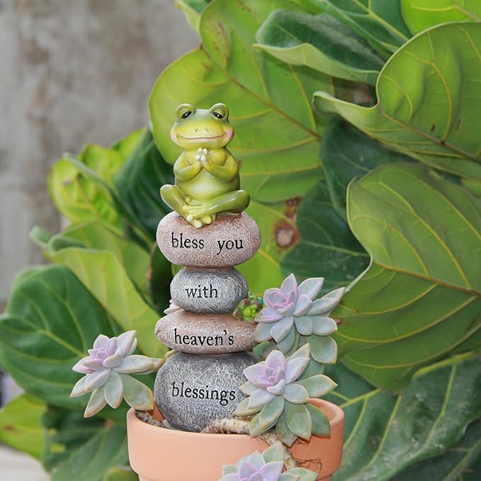Garden Yoga Frog Statue Decor Meditation Zen Yoga Frog Figurines for Home and Garden Decoration, Gifts for Women Patio Yard Lawn Outdoor Sculptures, Bless You
