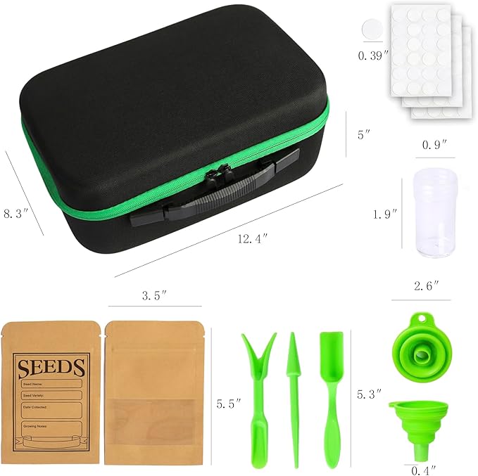 120 Slots Seed Storage Organizer Box, with 20 Seed Envelopes and Small Tool, Sturdy Seeds Saving Seed Bank Container Kit (Seeds not Included)