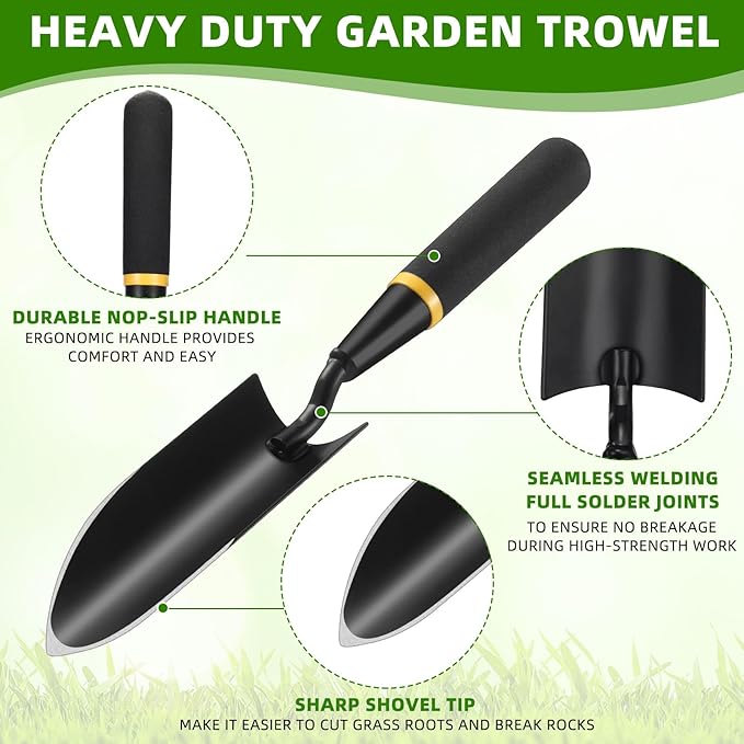 8 Pcs Garden Trowel Heavy Duty Garden Hand Shovel Tool Carbon Steel Trowel for Camping Digging Metal Hand Shovel Spade with Resin Handle for Lawn Yard Farm Home Shop Planting (2.56 Inch)