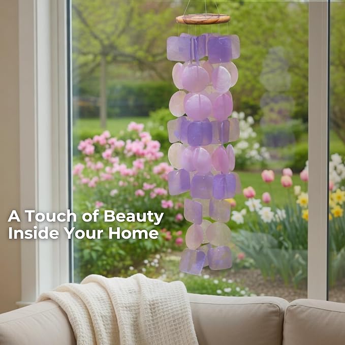 Solange & Frances Wind Chimes for Outside, Windchimes Outdoors, Unique Gifts for Mom, Gift for Women, Ideas, Gift for Women who Have Everything (Purple & Pink)