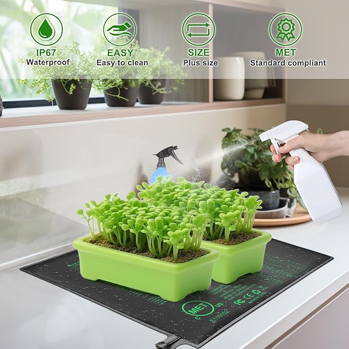 Seedling Heat Mat 20" x 20.75" Warm Hydroponic Plant for Indoor Gardening Germination Starting, Waterproof Durable