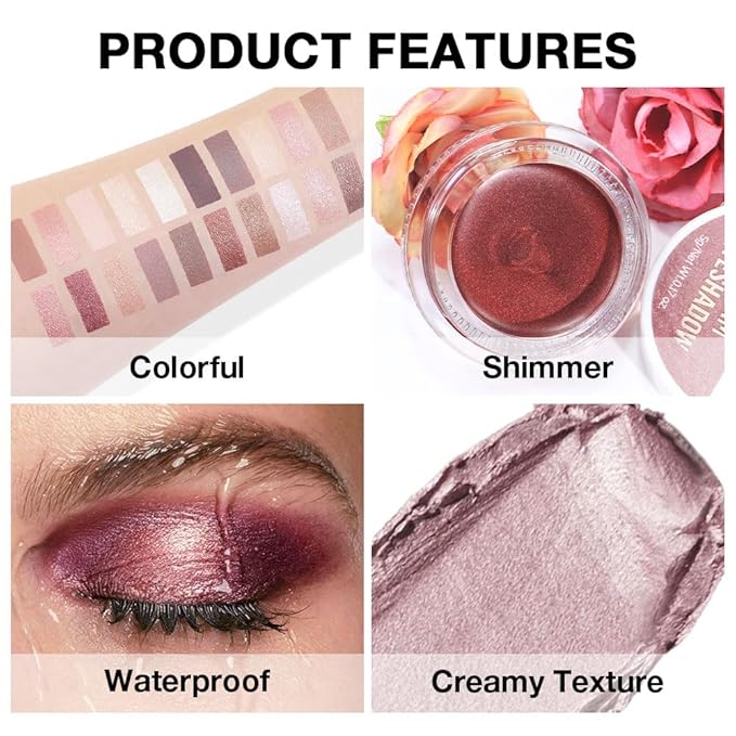 Cream Glitter Light Champagne Shimmer Metallic Eyeshadow Palette Makeup, Mini Instant Holographic Eyeshadow For Older Women, Sombras Crema Para Ojos, Talc, Paraben & Cruelty Free, 730