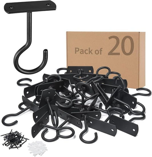 2.5in Ceiling Hooks for Hanging Plants 20Pack Black