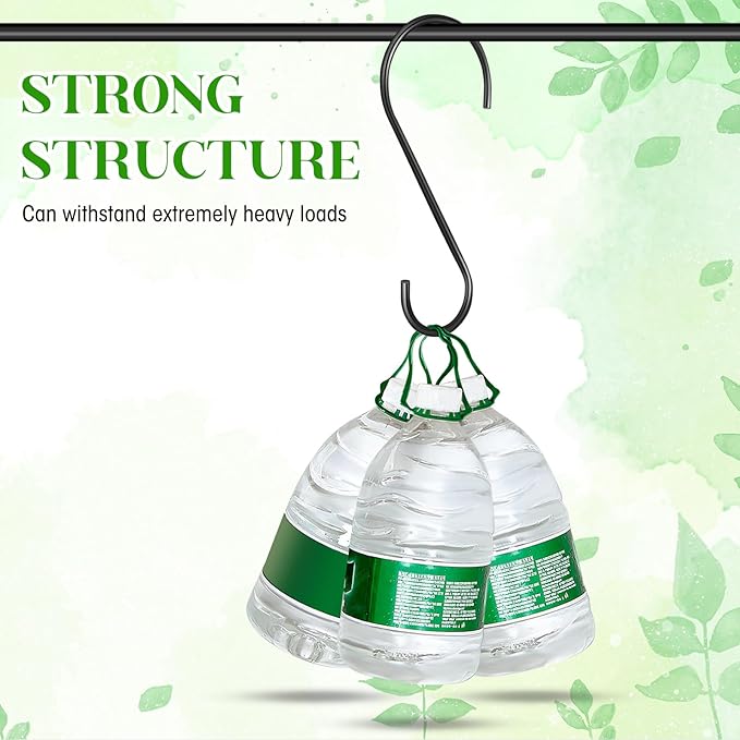 12 Pack 12 Inch S Hooks for Hanging Plants Black Metal Plant Hanger Outdoor Hanging Tree Hooks for Branch, Bird Feeder, Basket, Lantern, Indoor Closet Garden