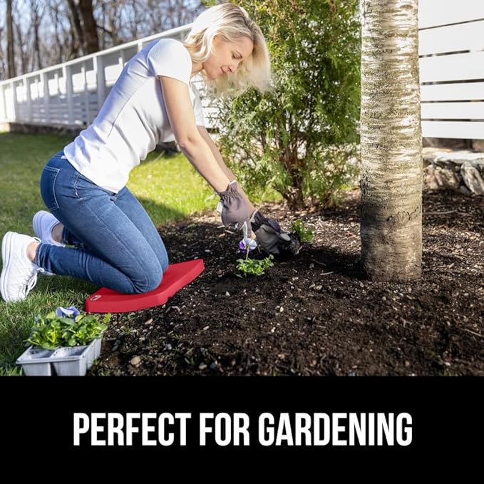 GORILLA GRIP Extra Thick Patent Pending Supportive Foam Kneeling Pad, 2 PK, Large Cushion Knee Pads for Gardening, Baby Bath, Dirt and Water Resistant, Workout and Garden Supplies, 17.5x11, Red