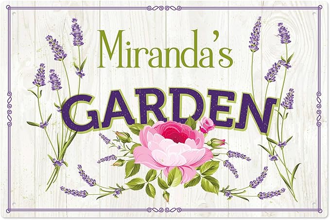 Custom Garden Sign, Present, Personalized Name/Text for Backyard Décor Sign, 12x18 Inches, Rust Free .063 Aluminum, Fade Resistant, Made in USA by Sigo Signs