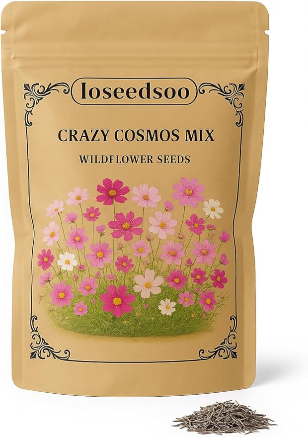 Crazy Cosmos Mix Wildflower Seeds for Planting – 1 oz – 5000+ Seeds, Easy to Grow, Attracts Butterflies, Multiple Colors
