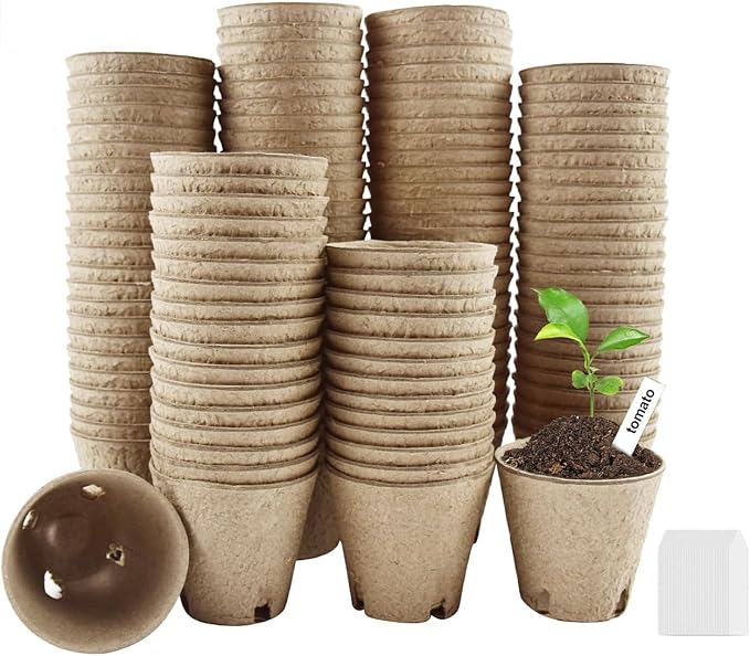 100 Pack 3.15 Inch Seedling Peat Pots, Biodegradable Seed Starters with Drainage Holes for Indoor Outdoor Plant Growing
