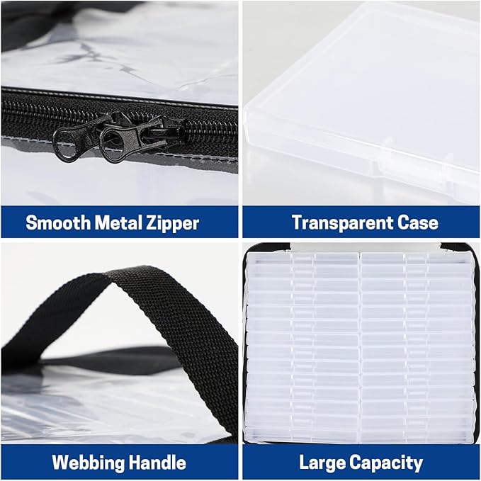 28 Slots Seed Storage Organizer Box with Clear Zipper Bag, Garden Seed Containers for Flower Vegetable Plants, Photo & Card Storage Case