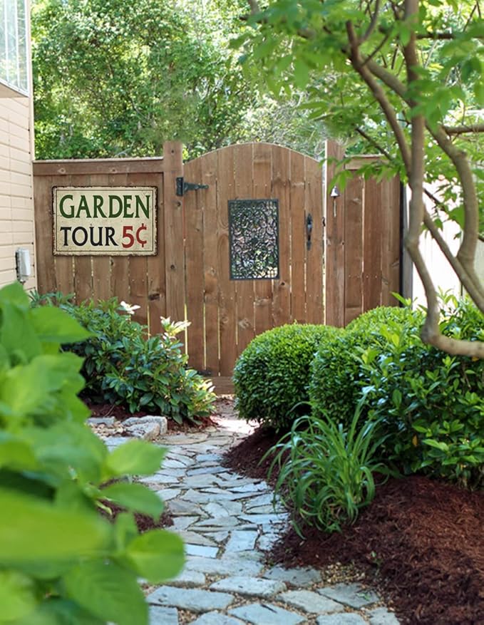 Garden Tin Sign Outdoor Gardening Metal Signs, Garden Tours 5 Cents, Retro Hummingbird Welcome Sign Decorative Flower Sign Cute Signs Vintage Secret Decor Farm Home Decor Wall Personalized 12×8 Inch