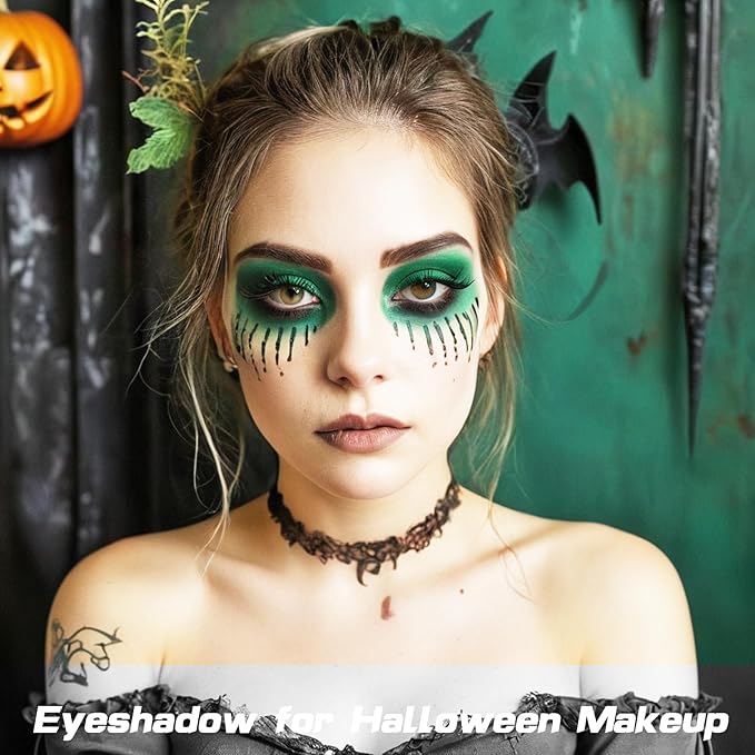MEICOLY Single Green Eyeshadow Palette with Mirror,Matte Green Eye Shadow for St Patricks Day Makeup,Pressed Powder Eyeshadow,Matte Shade Eyelid Color Eye Makeup,High Pigment,Long Wear