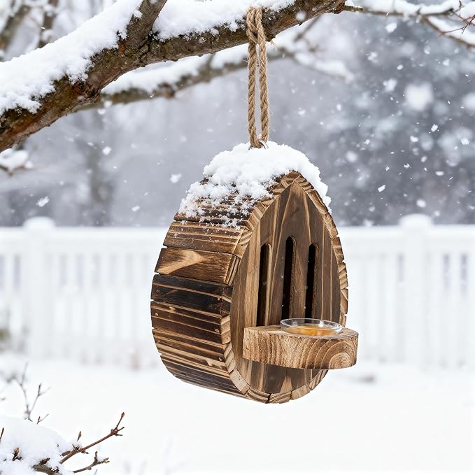 ZOOFOX Wooden Hanging Butterfly House, DIY Butterfly House Kit for Garden, Natural Butterflies Habitat with Feeder for Butterflies, Bees, Ladybug, Easy to Clean