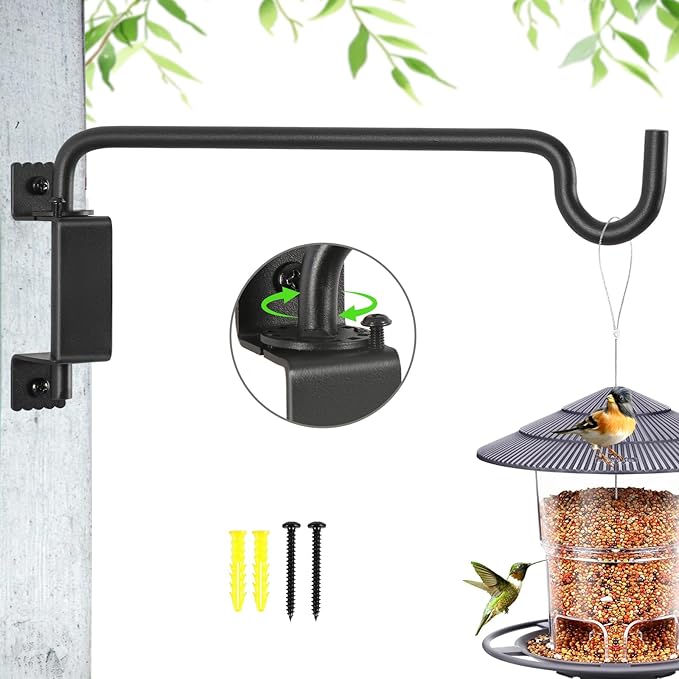 12" 360° Swivel Plant Hanger - Heavy Duty Solid Steel Wall Hook, 12-Directional Adjustable for Bird Feeders, Outdoor/Indoor Plants, Garden & Patio