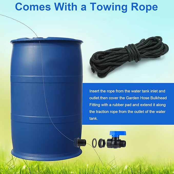 PVC Rain Barrel Spigot Kit 3/4 ", Garden Hose Shut Off Valve with Bulkhead Fitting, Rain Barrel Diverter Kit for Water Tanks, Aquariums, Garden Barrel 2 Pack