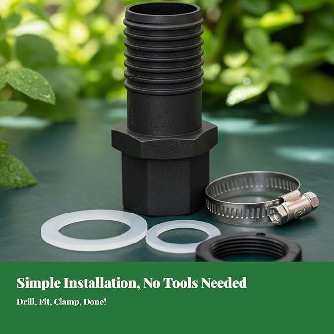 Rain Barrel Overflow Kit Water Collection Easy Install Portable Hose Connection Pipe for Balcony Garden Household Outdoor Activities, 2.5cm with Taper