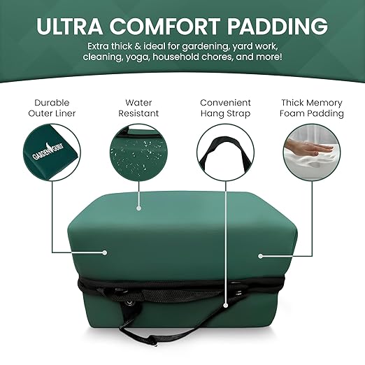 Garden Guru Extra Thick Gardening Kneeling Kneeler Pad – Ultra Soft Foam Cushion Padding for Knee – Water Resistant - Garden Kneeler Mat for Yard Work, Cleaning, Household Chores, and Roofing (2 Pack)