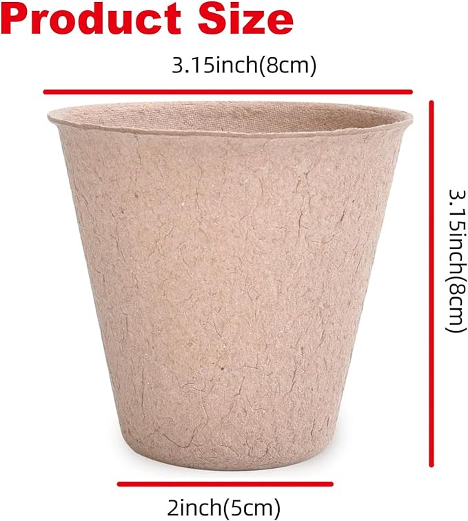 ROOUTEN 50-Pack 3.15 Inch Peat Pots for Seedling with 50 Pcs Plant Labels,Outdoor Garden Germination Nursery,Biodegradable Seed Starter Pot Kits