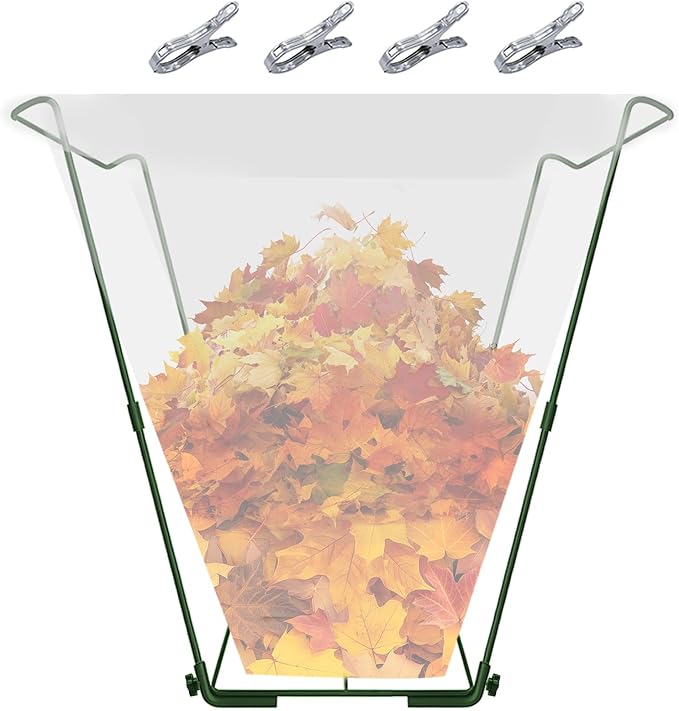 Jayhalo Trash Bag Holder, Outdoor Metal Leaf Bag Holder Stand 30-45 Gal, Portable Garbage Bag Holder Frame for Garden Camping Portable Trash Can, Leaf Bag Holds Disposable Bags, Freestanding Design