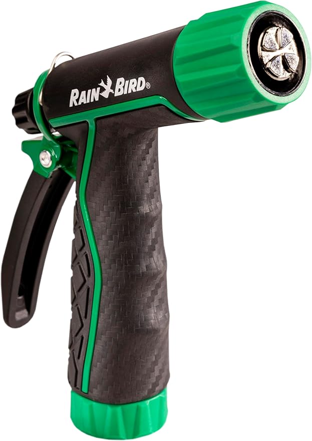 Rain Bird TRNZLADJRT Pistol Grip Rear Trigger Garden Hose Nozzle, Carbon Fiber Texture, Adjustable Spray Patterns