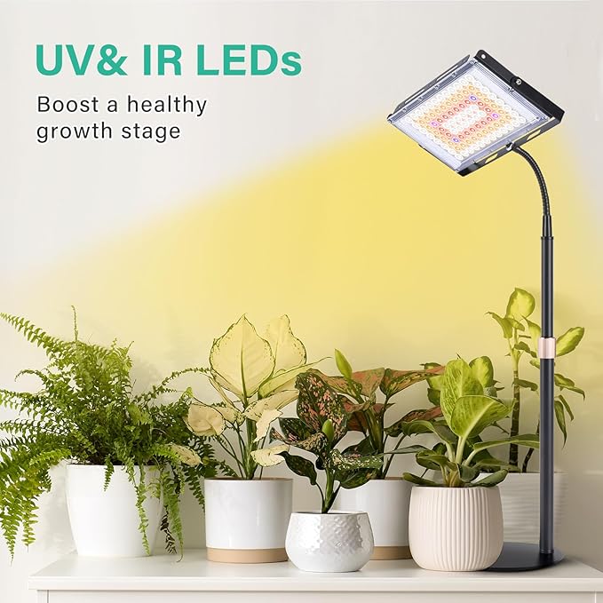 LBW Grow Light for Indoor Plants,96 LED Full Spectrum Plant Light for Indoor Plants, Large Desk Grow Lamp with On/Off Switch, Height Adjustable, Flexible Gooseneck, Ideal for Indoor Grow