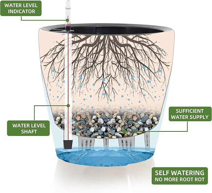 Dexceder 18x17 Self Watering Planter with Wheels Indoor Outdoor, Inner Pot Design, Thickened Large Floor Standing Flower Plant Pot with Water Level Indicator (Peacock Blue Gradient)