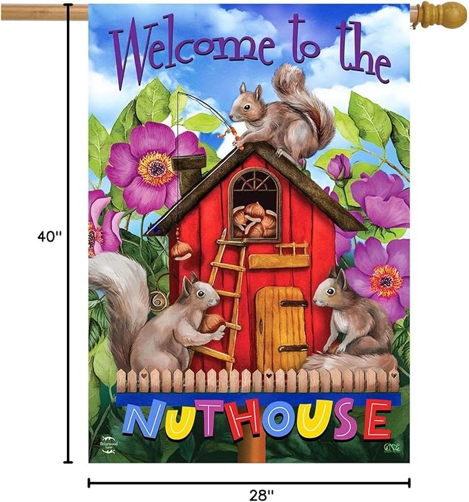 Briarwood Lane Spring Nuthouse Squirrels House Flag