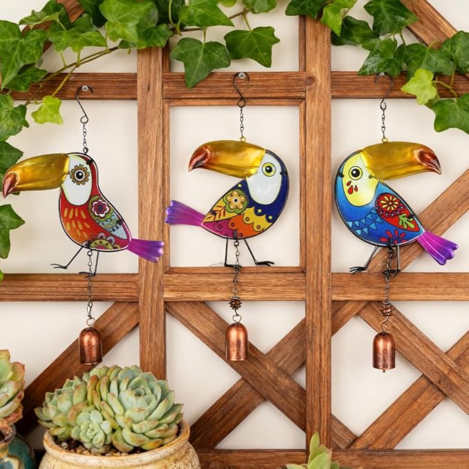 Wind Chimes for Outside, Toucan Metal Wind Chimes 3 Pack - Waterproof Rustproof Garden Decor, for Friends & Family