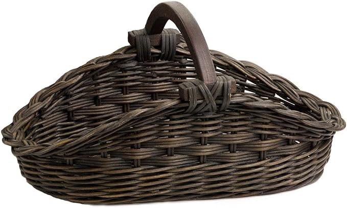 The Basket Lady Wicker Gathering Basket, Large, 22.5 in L x 12.5 in W x 12 in H, Antique Walnut Brown (Sold Individually)