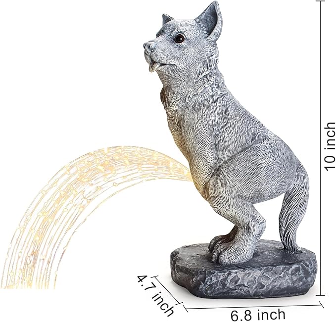 Garden Statues Dog Statue with Solar LED Light, Ideal Gifts for Friends or Family's Birthday, Outdoor Decorations for Yard