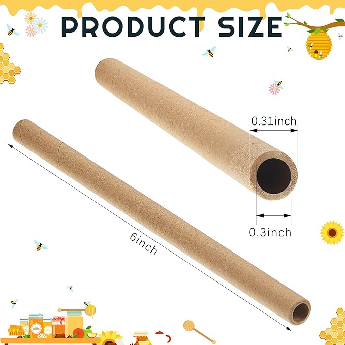Gueevin 400 Pcs Mason Beehive Tubes 6 Inch Long x 5/16" Diameter Cardboard Beehive Nesting Tubes Nesting Paper Inserts for Outdoor Beekeeper's Garden House Hotel Condo Nest