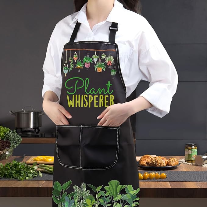 JXGZSO Gardening Apron for Gardener Plant Whisperer Funny Gardening Aprons with Pockets Waterproof Plant Lover Gift