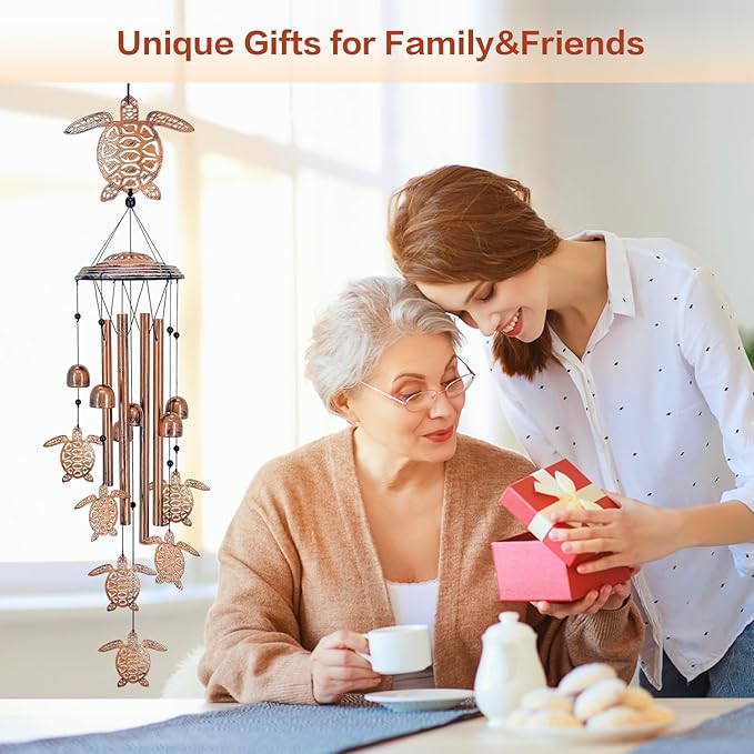 Turtle Wind Chimes Outdoor Sea Turtle Gifts for Women/Men/Mom/Grandma/Wife Birthday Gifts Memorial Gift Metal WindChimes for Outside/Indoors, Home, Lawn, Porch, Patio, Garden Decor, Yard Decorations