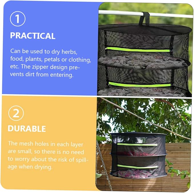 Happyyami Hanging Drying Rack Frame Mesh Foldable Clothes Drying Rack Herb Garden